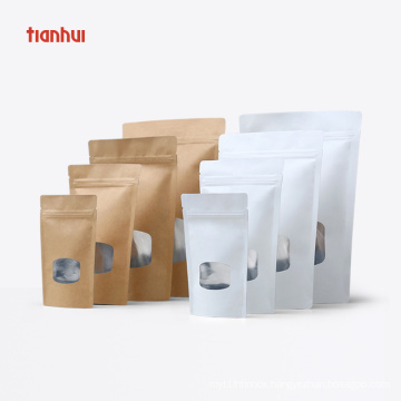 Food grade customized stand up pouch bag kraft paper bag with clear window